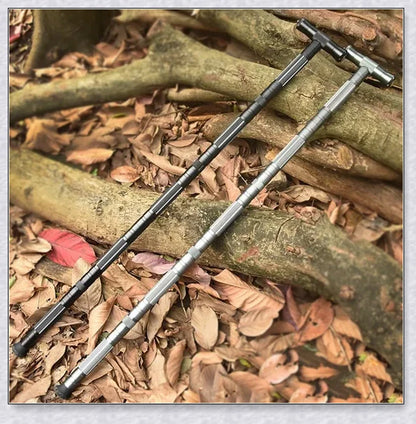 Durable, adjustable, and multifunctional collapsible walking stick for outdoor adventures and survival situations