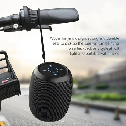Portable waterproof Bluetooth speaker with powerful 10W sound, metal diaphragm, and colorful lighting effects