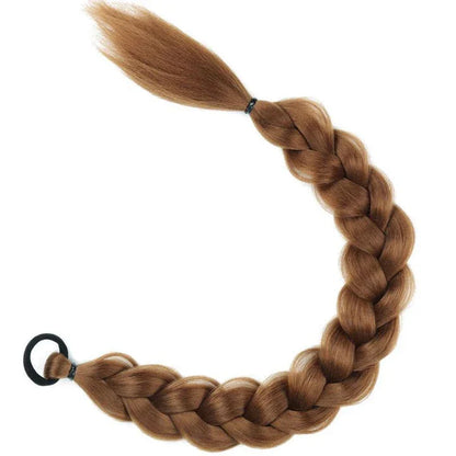 24-inch synthetic braided ponytail hair extension in blonde color