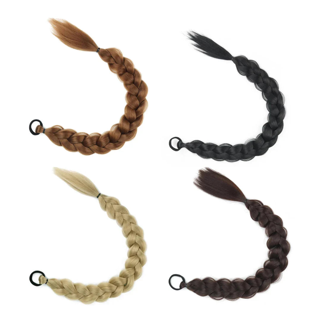 24-inch synthetic braided ponytail hair extension in blonde color