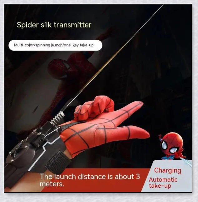 A high-quality 3D printed Spider Web Shooter toy with rechargeable battery and effective shooting range up to 9.8 feet, perfect for superhero roleplay and active fun.