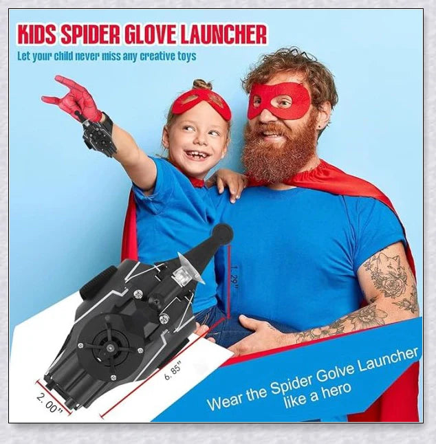 A high-quality 3D printed Spider Web Shooter toy with rechargeable battery and effective shooting range up to 9.8 feet, perfect for superhero roleplay and active fun.
