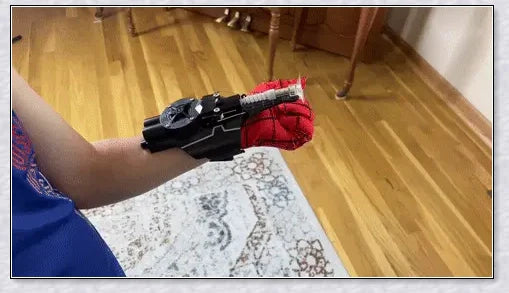 A high-quality 3D printed Spider Web Shooter toy with rechargeable battery and effective shooting range up to 9.8 feet, perfect for superhero roleplay and active fun.