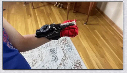 A high-quality 3D printed Spider Web Shooter toy with rechargeable battery and effective shooting range up to 9.8 feet, perfect for superhero roleplay and active fun.