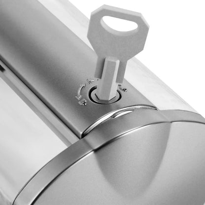 A modern, silver-colored 350ml wall-mounted soap and shampoo dispenser with a sleek, touch-free design for enhanced hygiene in bathrooms and kitchens.