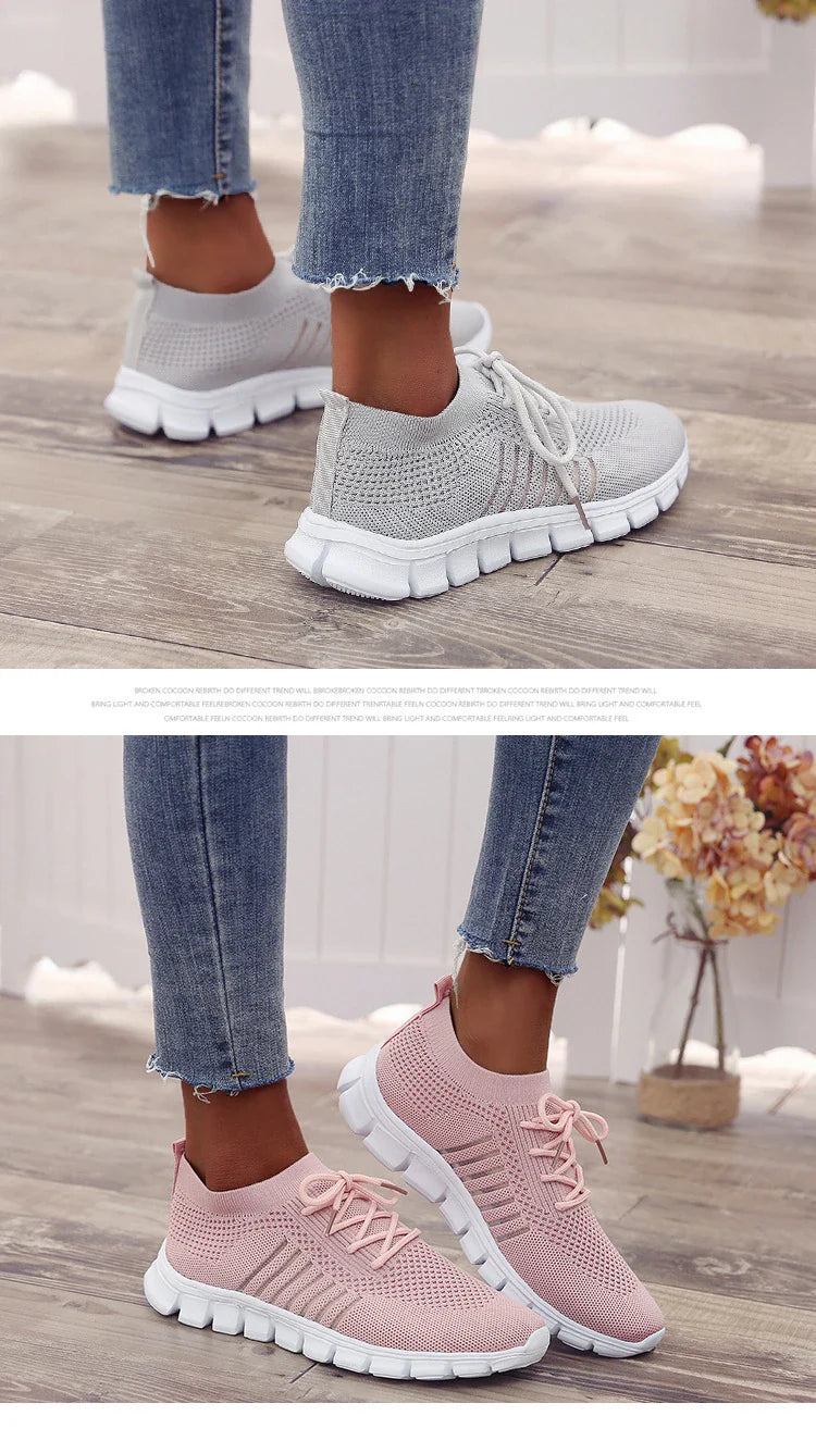 Breathable woven mesh shoes with a stylish cross-strap design and flexible rubber soles for all-day comfort and support.