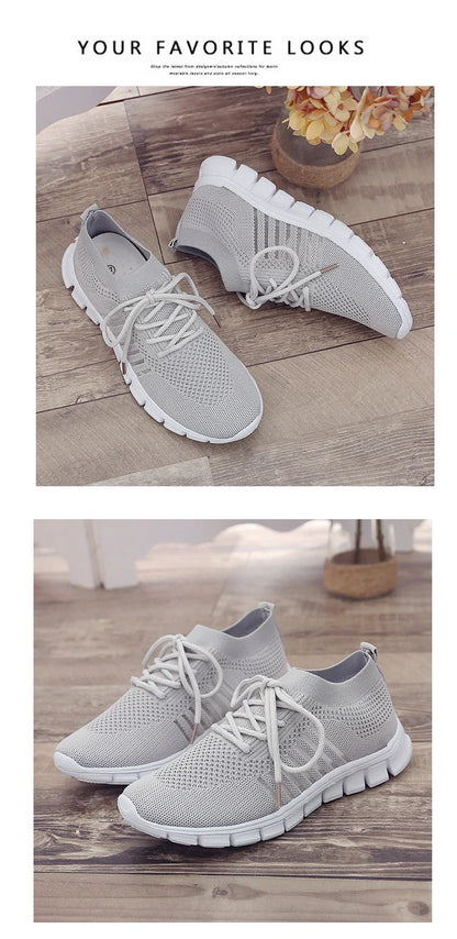 Breathable woven mesh shoes with a stylish cross-strap design and flexible rubber soles for all-day comfort and support.