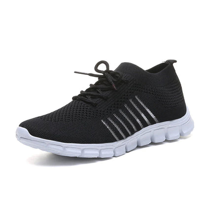 Breathable woven mesh shoes with a stylish cross-strap design and flexible rubber soles for all-day comfort and support.