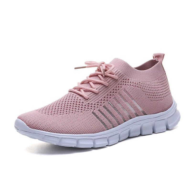 Breathable woven mesh shoes with a stylish cross-strap design and flexible rubber soles for all-day comfort and support.