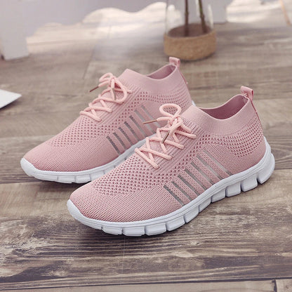 Breathable woven mesh shoes with a stylish cross-strap design and flexible rubber soles for all-day comfort and support.