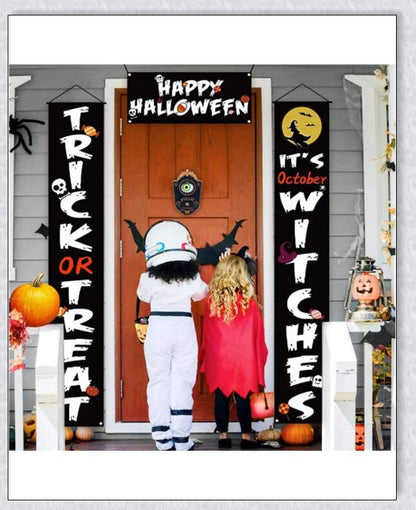 A black, retro-style doorbell with a glowing, moving eyeball that delivers spooky greetings for Halloween and other occasions