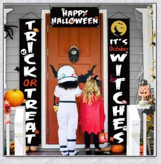 A black, retro-style doorbell with a glowing, moving eyeball that delivers spooky greetings for Halloween and other occasions