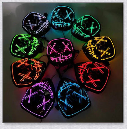 Purnin Halloween Neon LED Purge - Durable plastic costume accessory with customizable lighting modes for a spooky, unforgettable Halloween look