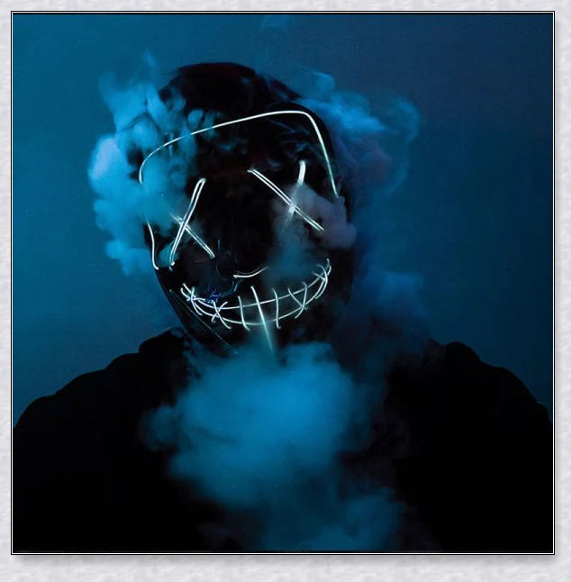 Purnin Halloween Neon LED Purge - Durable plastic costume accessory with customizable lighting modes for a spooky, unforgettable Halloween look