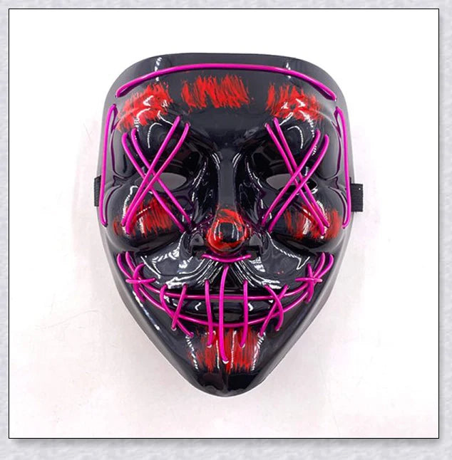 Purnin Halloween Neon LED Purge - Durable plastic costume accessory with customizable lighting modes for a spooky, unforgettable Halloween look