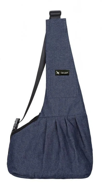 A stylish and comfortable pet carrier sling bag made of premium polyester with a breathable mesh panel, perfect for small pets like dogs and cats.