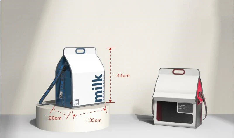 A stylish and practical one-shoulder handbag in eggshell milk color, featuring a simple and sophisticated design for the modern cat lover.