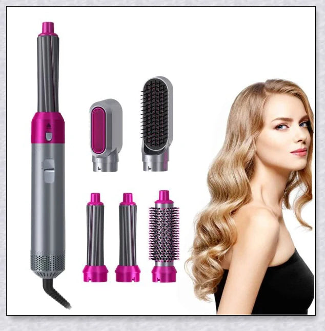 Multifunctional 5-in-1 Airwrap Hair Styling Straightener with interchangeable attachments for creating a variety of hairstyles