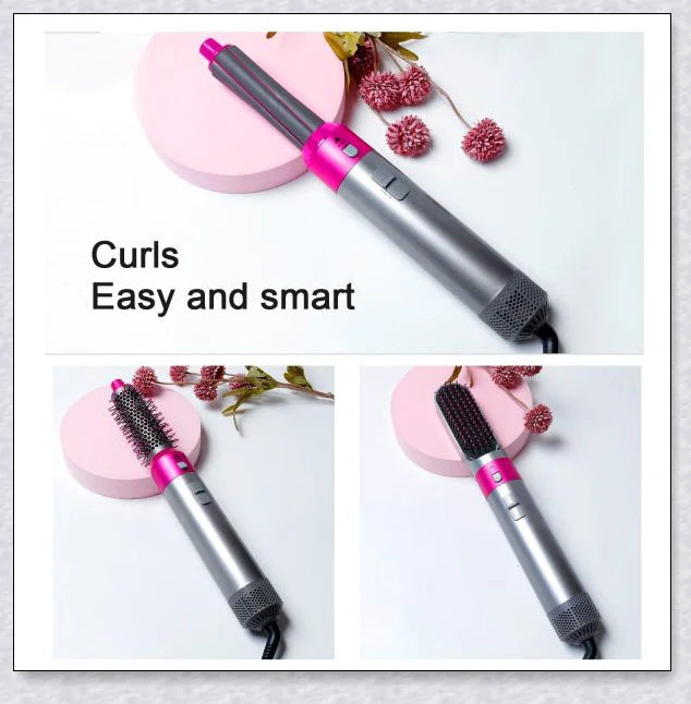 Multifunctional 5-in-1 Airwrap Hair Styling Straightener with interchangeable attachments for creating a variety of hairstyles