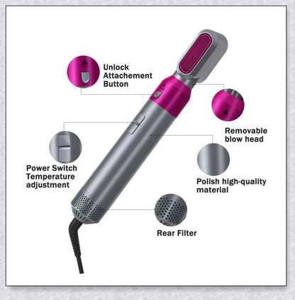 Multifunctional 5-in-1 Airwrap Hair Styling Straightener with interchangeable attachments for creating a variety of hairstyles