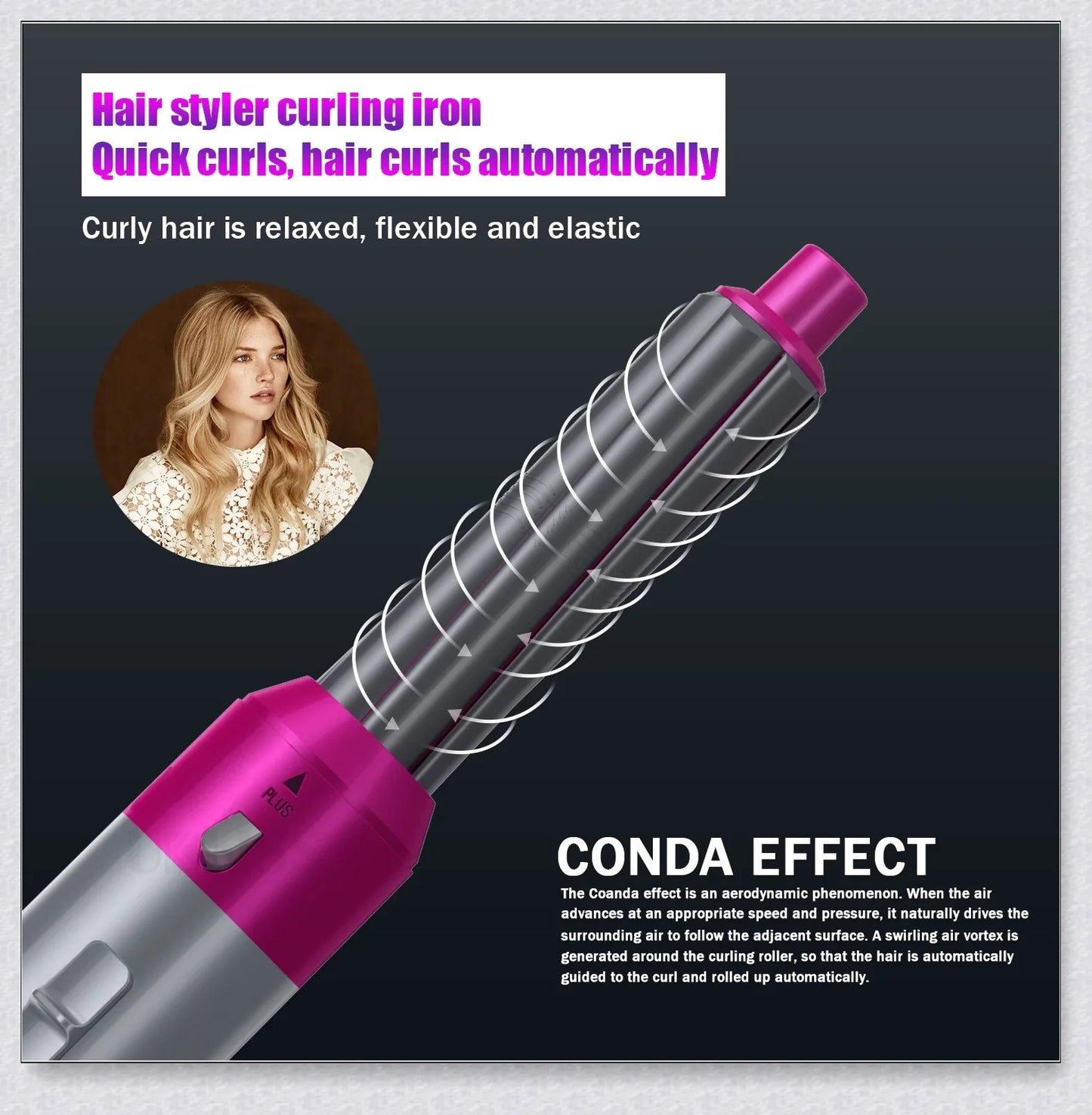 Multifunctional 5-in-1 Airwrap Hair Styling Straightener with interchangeable attachments for creating a variety of hairstyles
