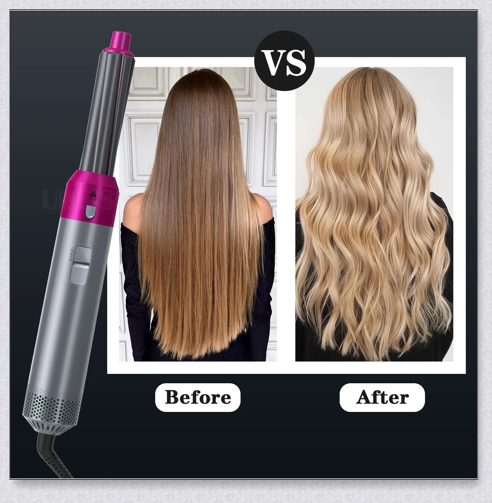 Multifunctional 5-in-1 Airwrap Hair Styling Straightener with interchangeable attachments for creating a variety of hairstyles
