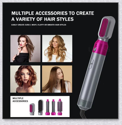 Multifunctional 5-in-1 Airwrap Hair Styling Straightener with interchangeable attachments for creating a variety of hairstyles