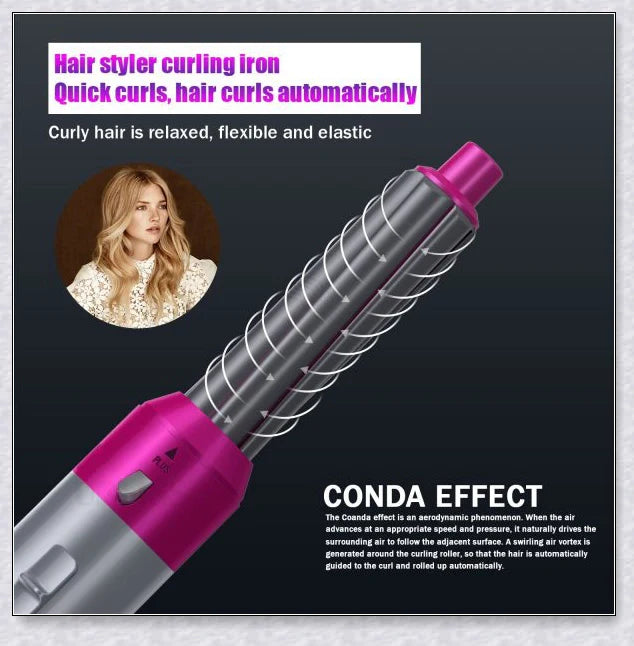 Multifunctional 5-in-1 Airwrap Hair Styling Straightener with interchangeable attachments for creating a variety of hairstyles