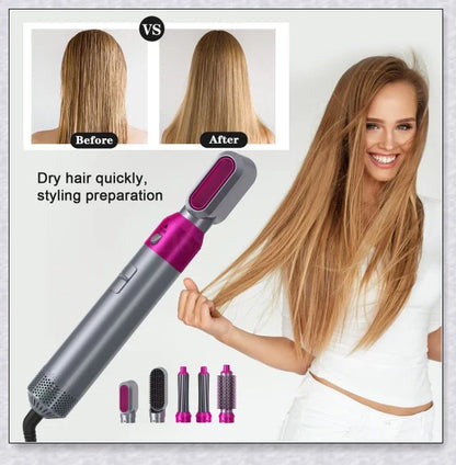 Multifunctional 5-in-1 Airwrap Hair Styling Straightener with interchangeable attachments for creating a variety of hairstyles