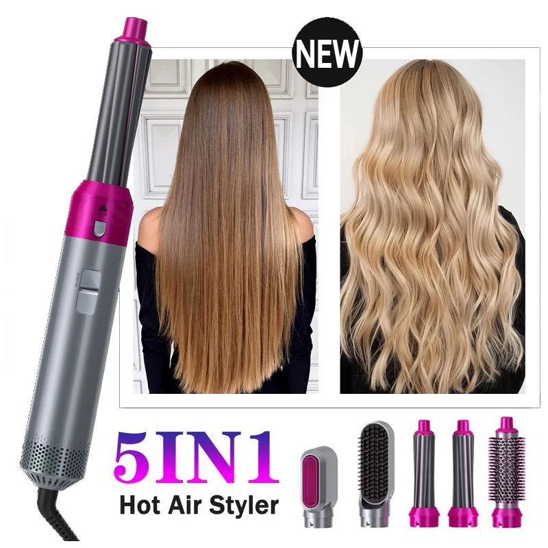 Multifunctional 5-in-1 Airwrap Hair Styling Straightener with interchangeable attachments for creating a variety of hairstyles
