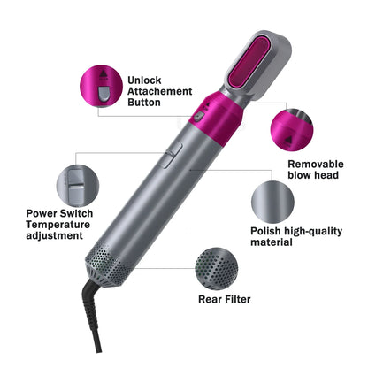 Multifunctional 5-in-1 Airwrap Hair Styling Straightener with interchangeable attachments for creating a variety of hairstyles