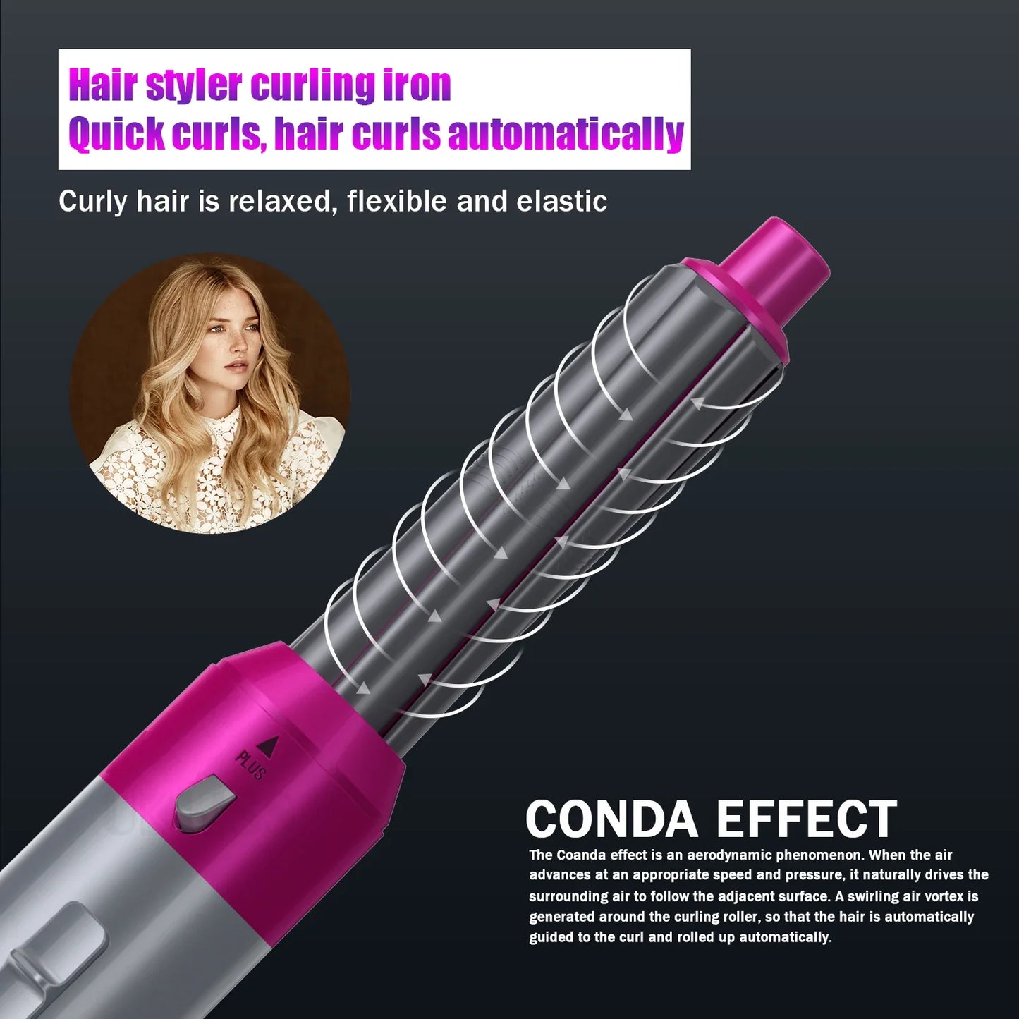 Multifunctional 5-in-1 Airwrap Hair Styling Straightener with interchangeable attachments for creating a variety of hairstyles