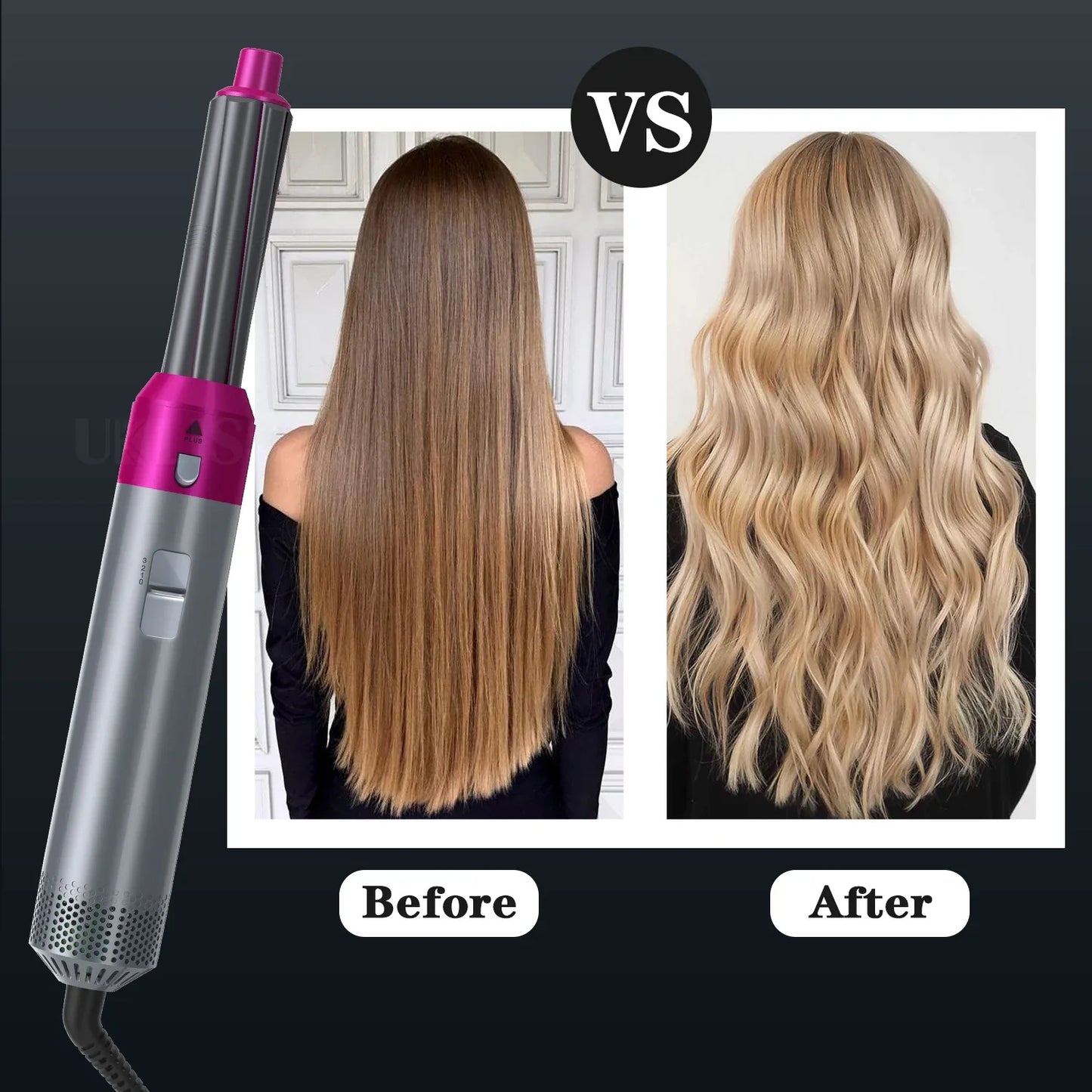 Multifunctional 5-in-1 Airwrap Hair Styling Straightener with interchangeable attachments for creating a variety of hairstyles