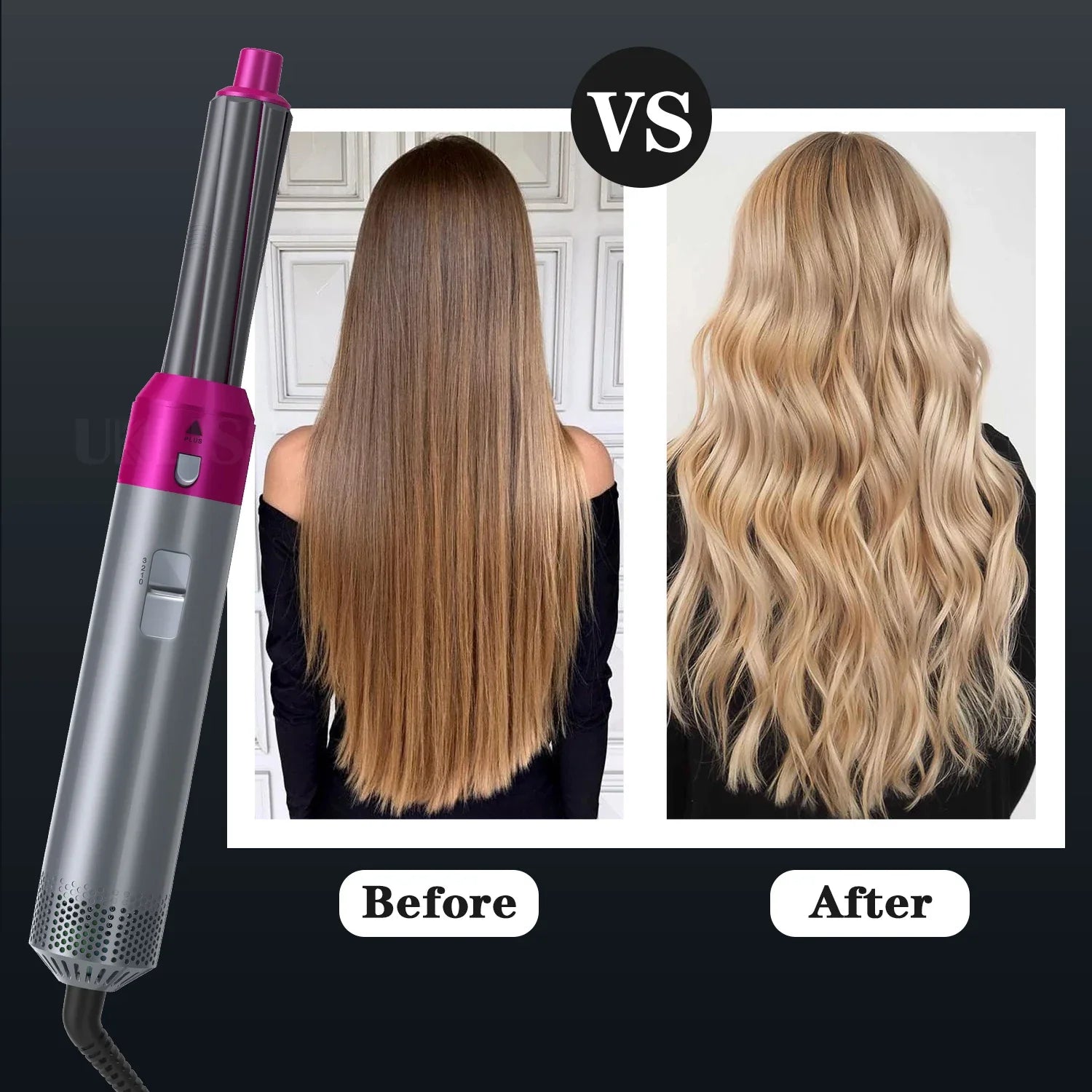 Multifunctional 5-in-1 Airwrap Hair Styling Straightener with interchangeable attachments for creating a variety of hairstyles