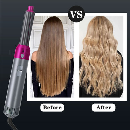 Multifunctional 5-in-1 Airwrap Hair Styling Straightener with interchangeable attachments for creating a variety of hairstyles