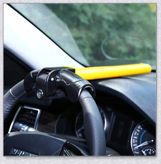 Powerful car steering wheel column lock bar made of high-quality metal, designed to securely protect your vehicle from theft