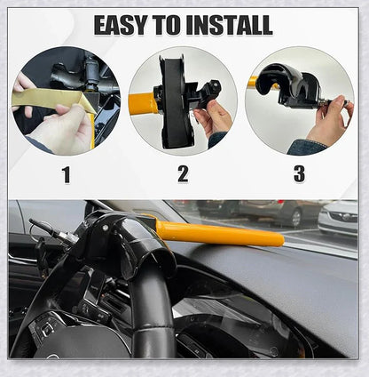 Powerful car steering wheel column lock bar made of high-quality metal, designed to securely protect your vehicle from theft