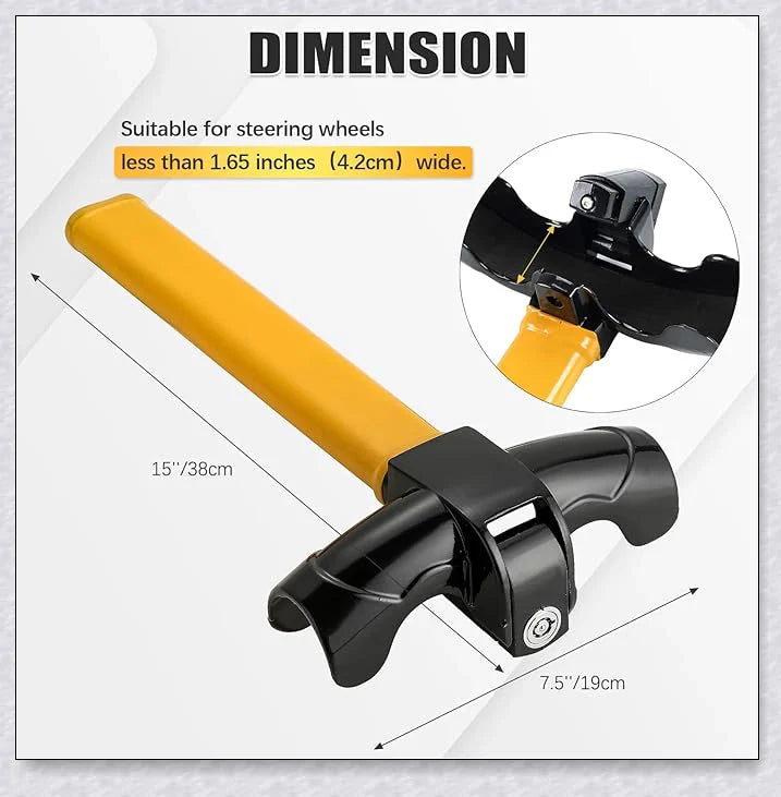 Powerful car steering wheel column lock bar made of high-quality metal, designed to securely protect your vehicle from theft