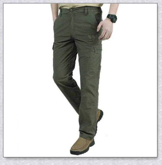 Tactical Waterproof Pants in various colors, featuring multiple pockets and ergonomic design for outdoor activities.