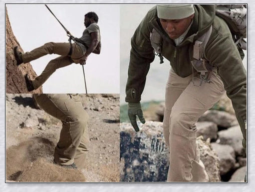 Tactical Waterproof Pants in various colors, featuring multiple pockets and ergonomic design for outdoor activities.