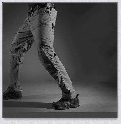 Tactical Waterproof Pants in various colors, featuring multiple pockets and ergonomic design for outdoor activities.
