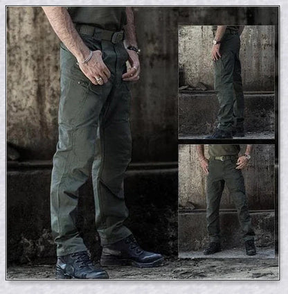 Tactical Waterproof Pants in various colors, featuring multiple pockets and ergonomic design for outdoor activities.