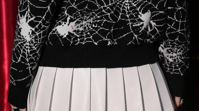 A cozy and comfortable black Halloween sweater with a unique 3D spider design, perfect for costume parties and autumn celebrations.