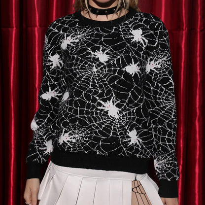 A cozy and comfortable black Halloween sweater with a unique 3D spider design, perfect for costume parties and autumn celebrations.