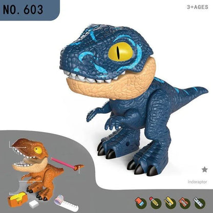 Assembled Dinosaur Stationery Simulation Animal Toy with Pencil-Shaped Tail, Binding Machine, Eraser, and Patting Ruler