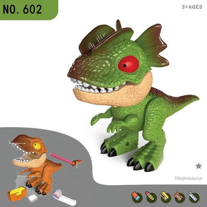 Assembled Dinosaur Stationery Simulation Animal Toy with Pencil-Shaped Tail, Binding Machine, Eraser, and Patting Ruler