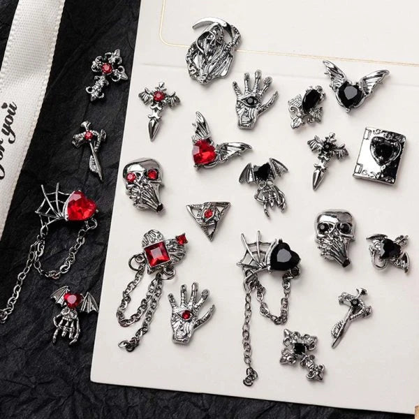 Gothastic 3D Gothic Halloween Nail Charms in a variety of dark, spooky designs