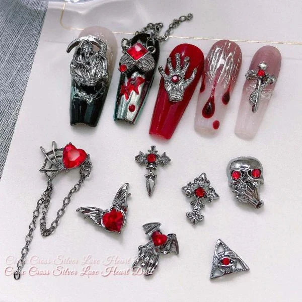 Gothastic 3D Gothic Halloween Nail Charms in a variety of dark, spooky designs