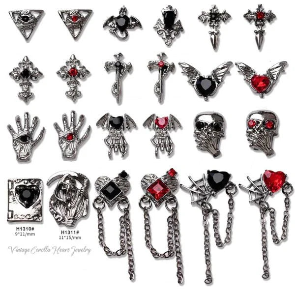 Gothastic 3D Gothic Halloween Nail Charms in a variety of dark, spooky designs
