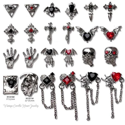 Gothastic 3D Gothic Halloween Nail Charms in a variety of dark, spooky designs